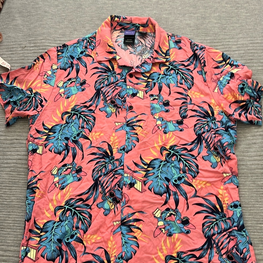 Disney Pink and Blue Casual Button Down Shirt